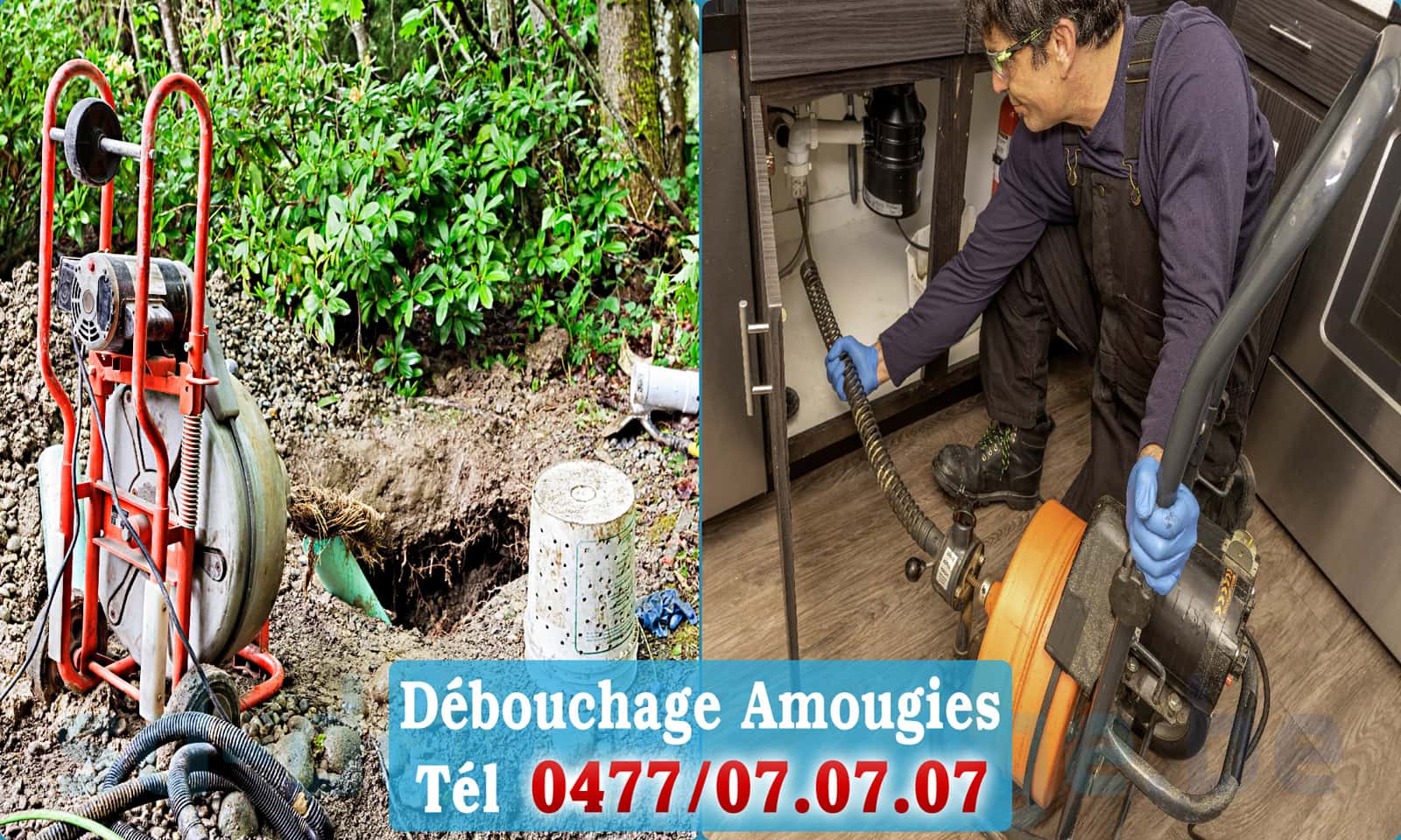 Débouchage canalisation Amougies rapide et efficace - 0477 07 07 07