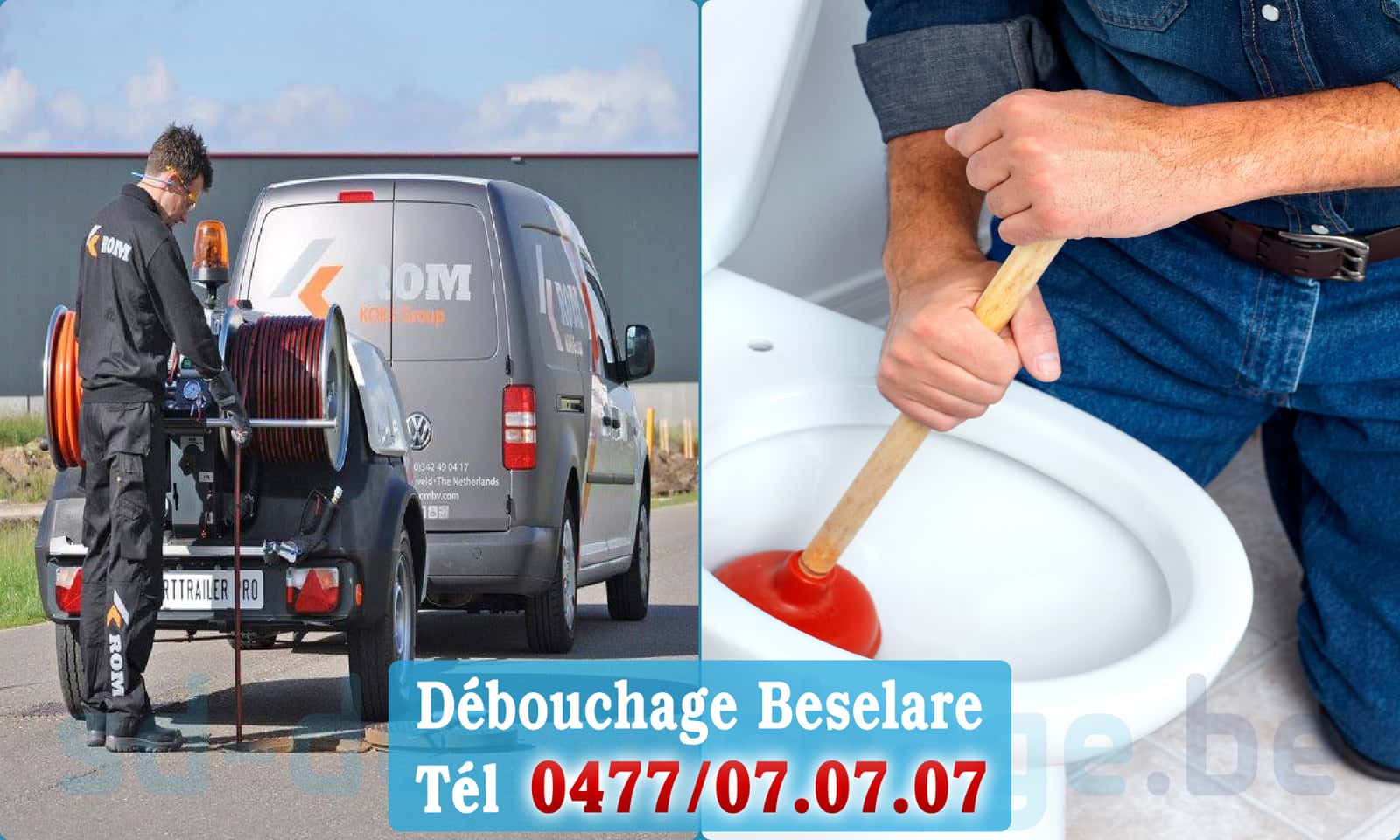 Débouchage de canalisation Beselare rapide et efficace - 0477 07 07 07