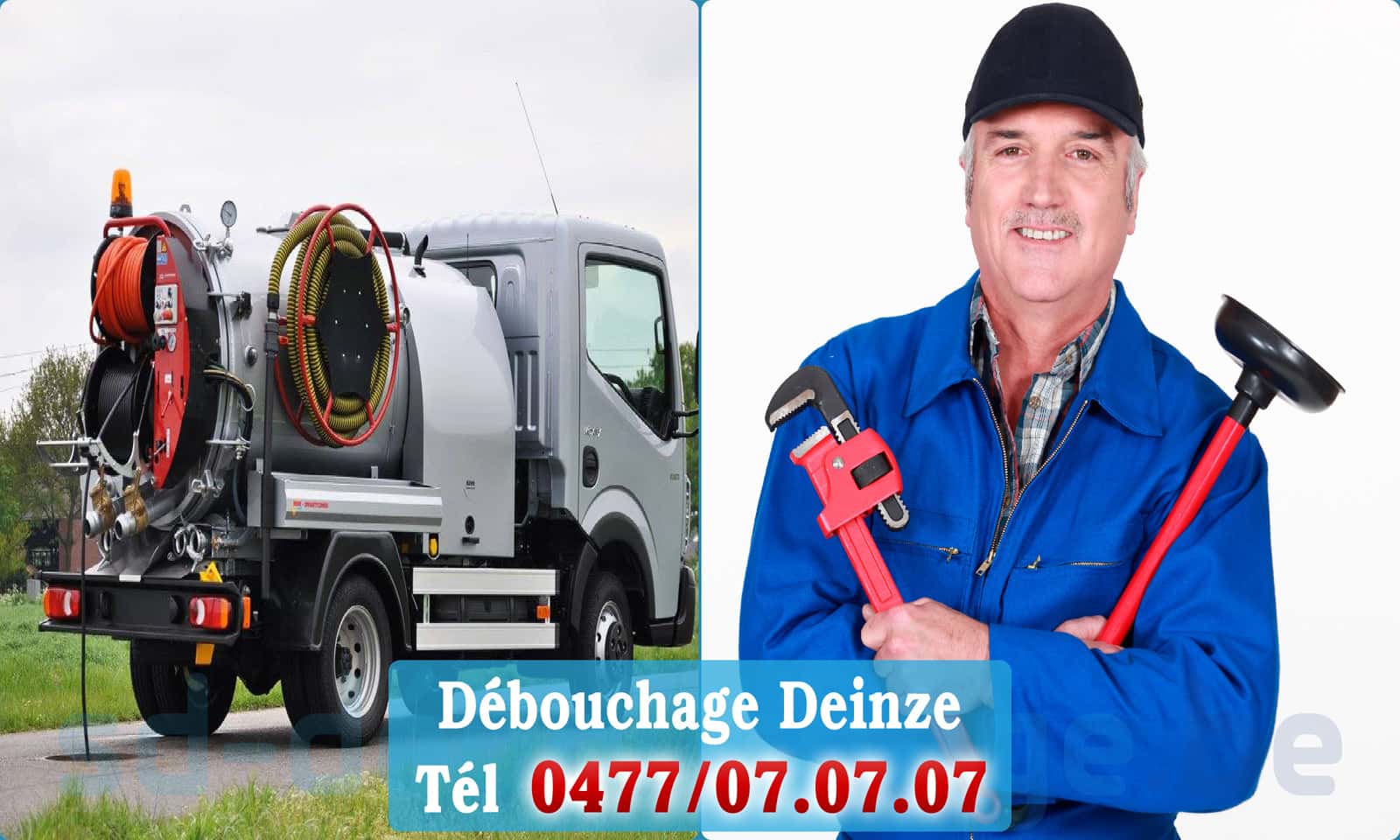 Service débouchage canalisation Deinze rapide et efficace - 0477 07 07 07