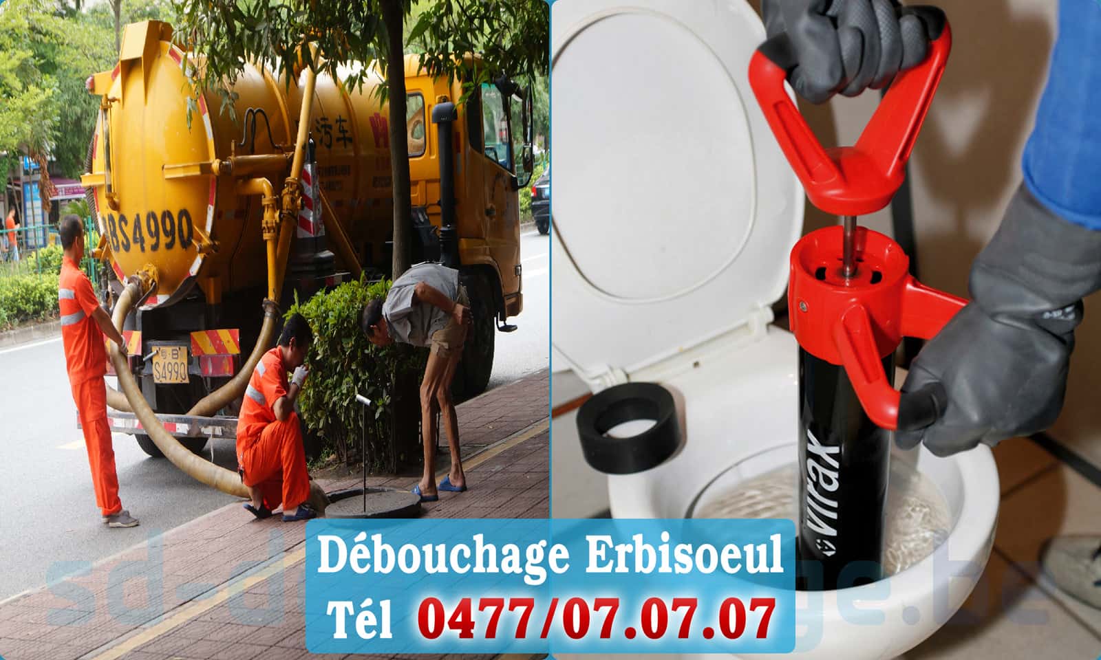 Service débouchage canalisation Erbisoeul rapide et efficace - 0477 07 07 07