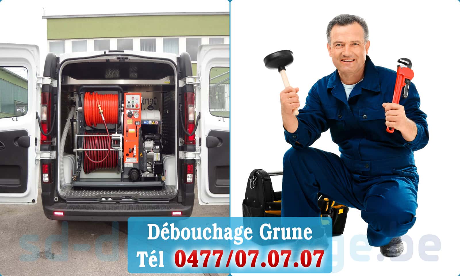 Service débouchage canalisation Grune rapide et efficace - 0477 07 07 07