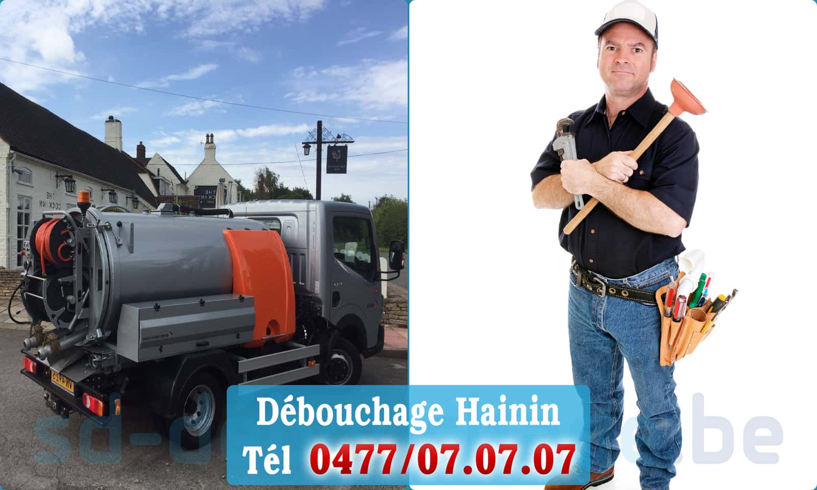 Déboucher canalisation maison Hainin rapide et efficace - 0477 07 07 07