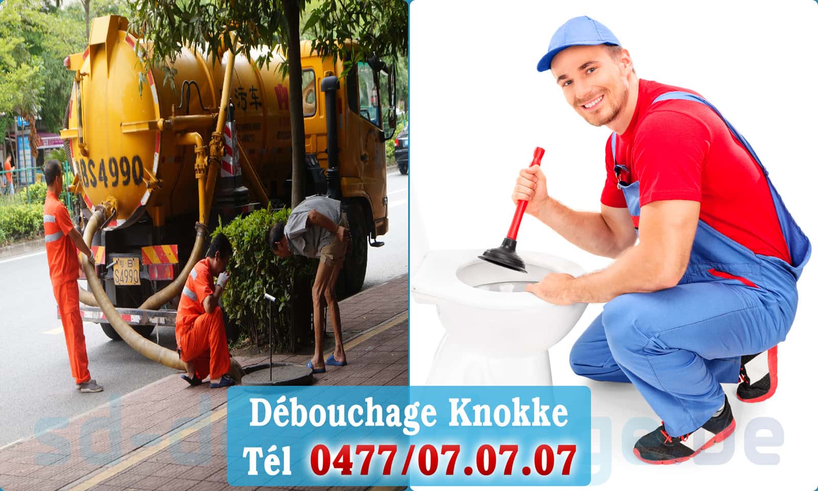 Déboucher canalisation maison Knokke rapide et efficace - 0477 07 07 07