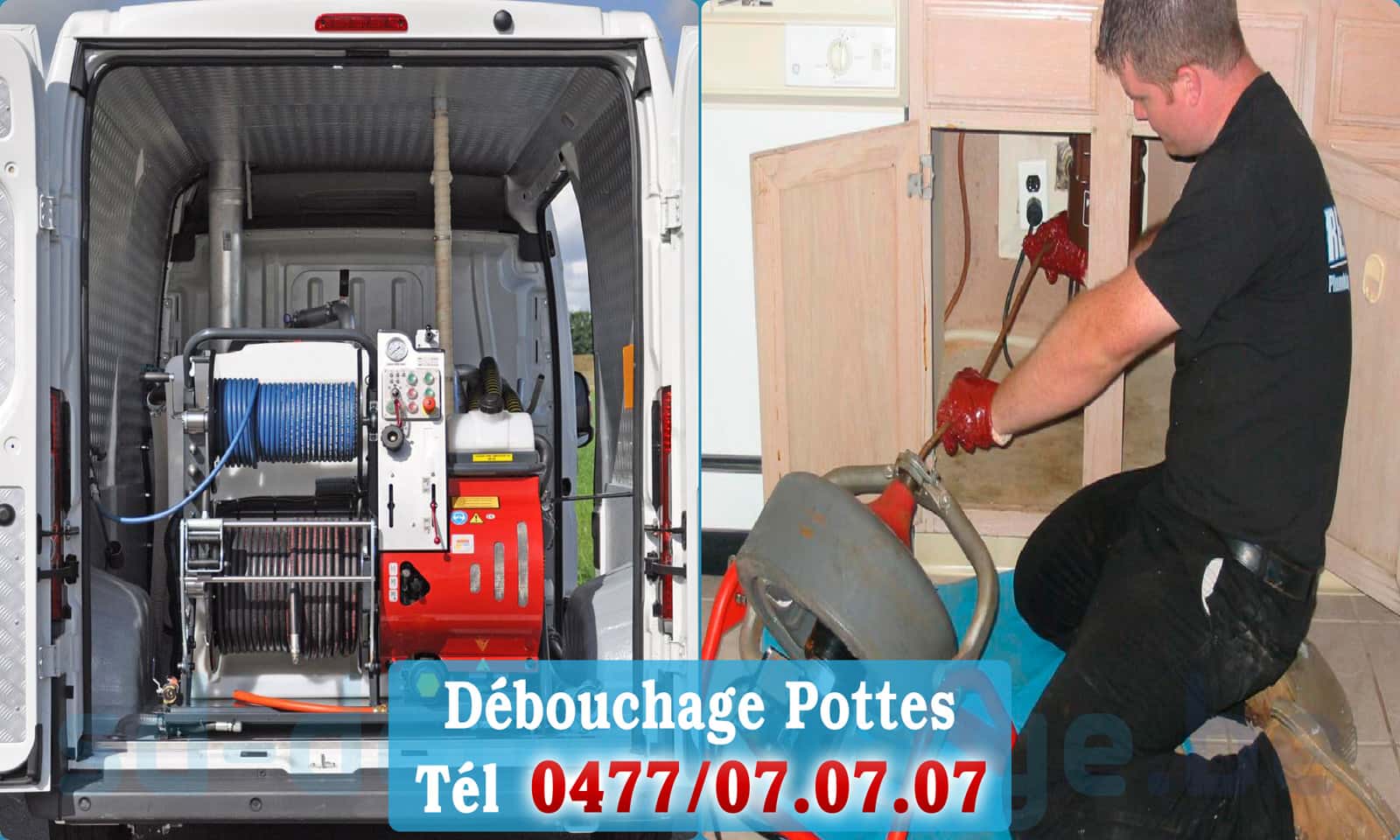 Débouchage de canalisation Pottes rapide et efficace - 0477 07 07 07