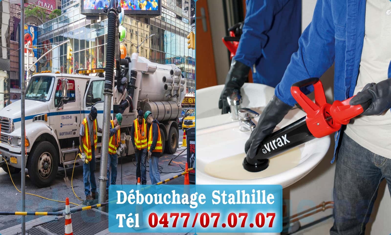 Déboucher canalisation maison Stalhille rapide et efficace - 0477 07 07 07