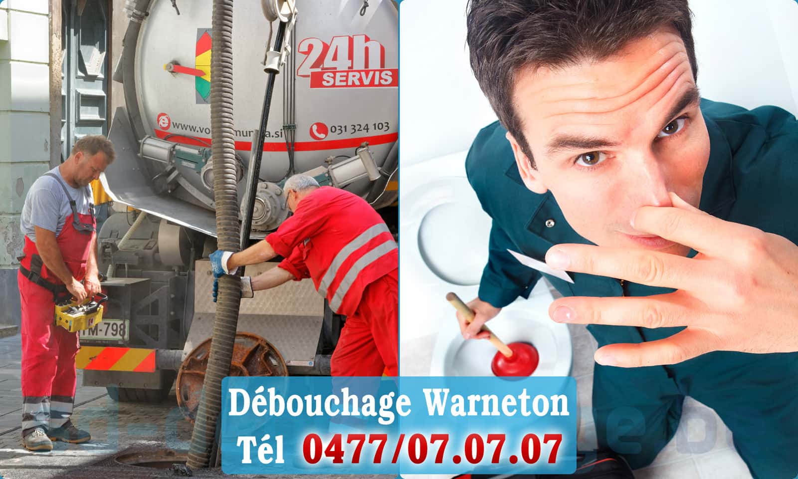 Service débouchage canalisation Warneton rapide et efficace - 0477 07 07 07